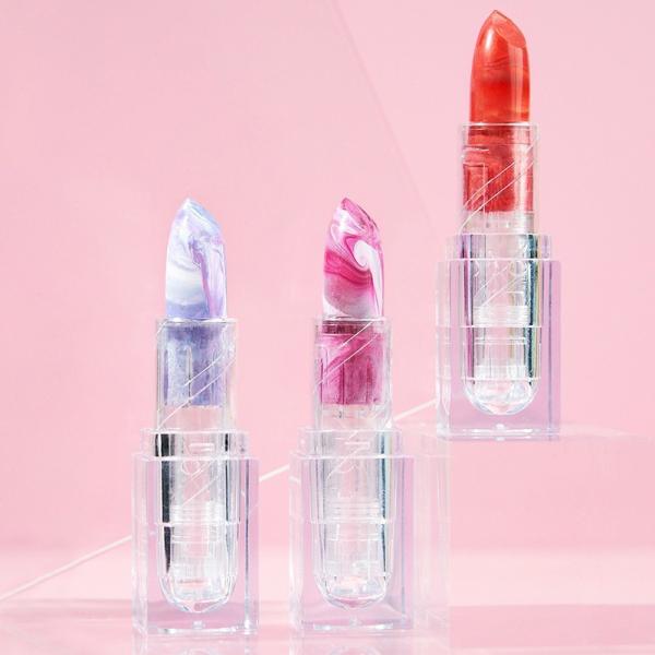 Quality Beautiful Marbling 3 Colors Cream Satin Lipstick 24 Hour Waterproof Lipstick for sale