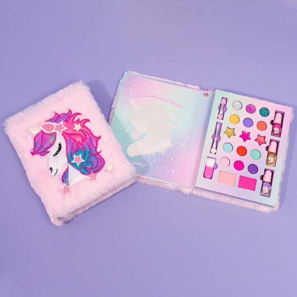 Quality Furry Unicorn Young Girls Makeup Kit Play Set Travel Friendly for sale