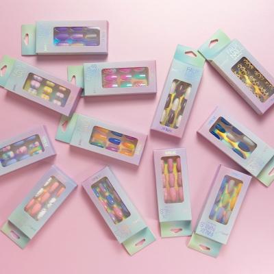 China 24pcs/Box Colorful Cute Press On Fake Nails Kids Fake Nails Easy Apply for sale