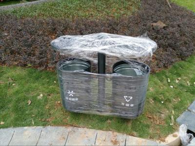 China Metal Material Outdoor Double Garbage Can Eco Friendly Corrosion Resistant for sale