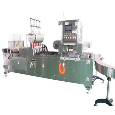 China Máquina de vedação de enchimento de copos de plástico industrial 100-500ml Controle PLC à venda