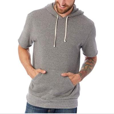 China Fashion Hip Hop Sweatshirt with Hood Short wholesale Sleeve Black Streetwear Blank men's Hoodie for sale