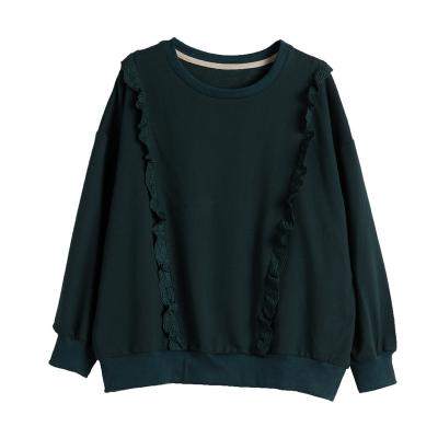 China New Arrived Casual Lace Trim Outlet T Shirt Sweatshirt For Women for sale