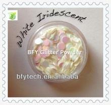 China White Iridescent Hexagon glitter sequins supply for sale