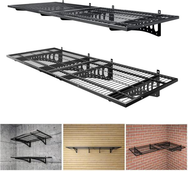 Quality Garage Storage Rack System 2x3ft Floating Adjustable Wall Grid Frame Shelves Brackets for sale