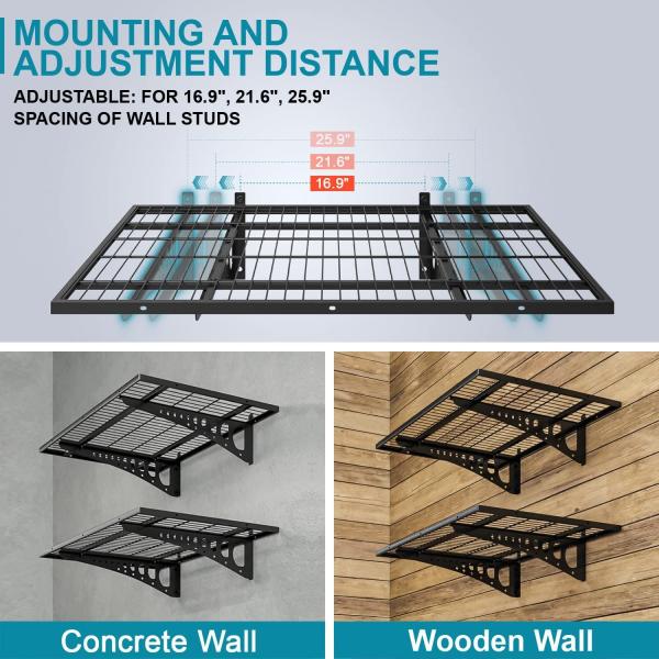 Quality Garage Storage Rack System 2x3ft Floating Adjustable Wall Grid Frame Shelves for sale