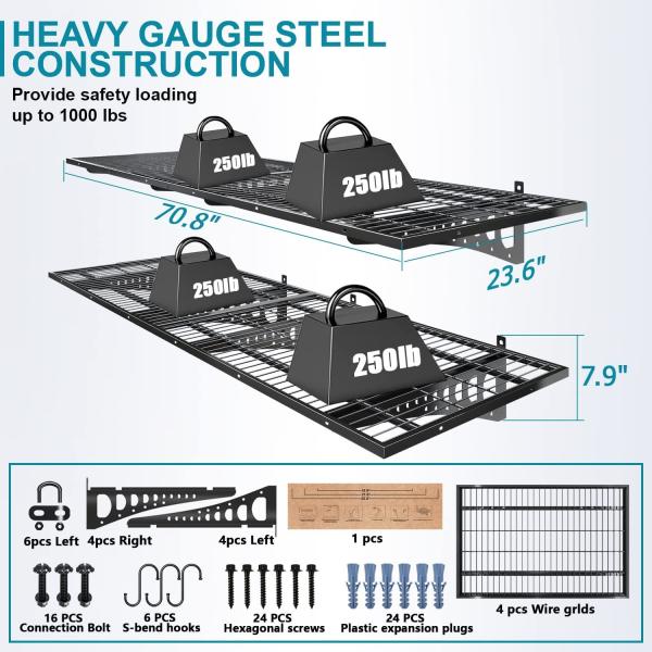 Quality Garage Storage Rack System 2x3ft Floating Adjustable Wall Grid Frame Shelves for sale