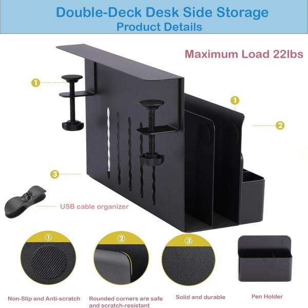 Quality Under Desk Storage Double-Deck Steel Hanging Desk Organizer Laptop Holder for for sale