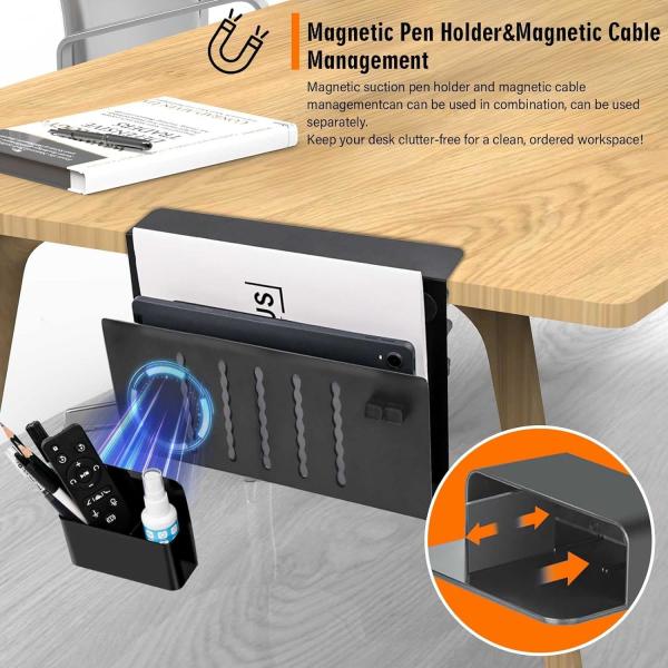 Quality No Drill Under Desk Cable Management Tray Under Desk Laptop Holder with Pen for sale