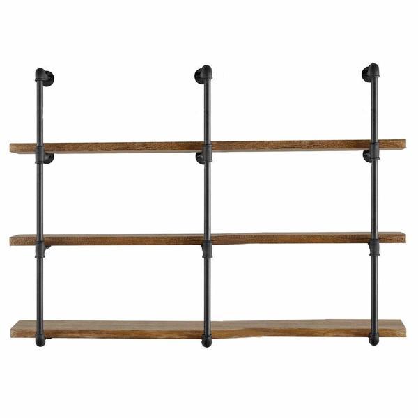 Quality Industrial Iron Pipe Stand Black Retro Shelving Wall Mounted DIY Open Storage for sale