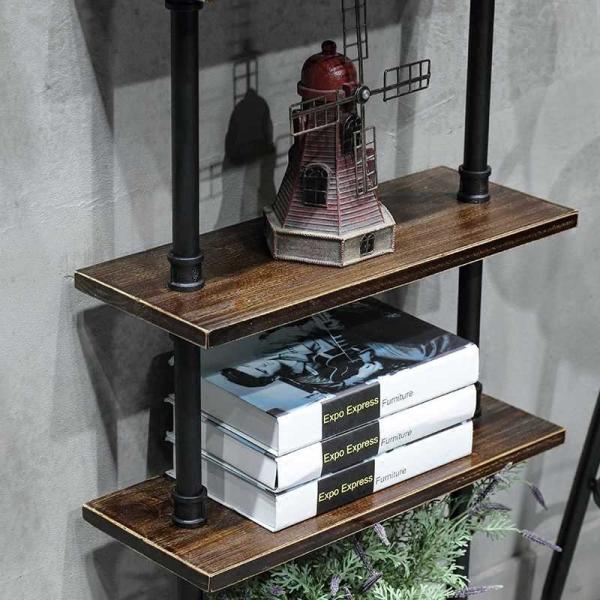 Quality Industrial Iron Pipe Stand Black Retro Shelving Wall Mounted DIY Open Storage for sale