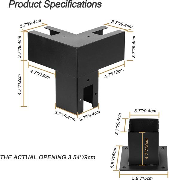 Quality 2.8kg Metal Steel Corner Brackets for 4x4 or 6x6 Square Post Pergola Installatio for sale