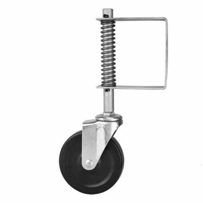 China Rodas de suporte de porta de borracha de 4 polegadas padrão com roleta giratória de moagem de primavera para eficiência à venda