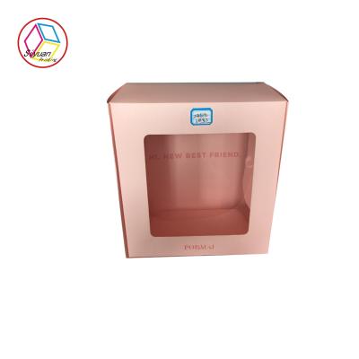 China Pink Small Cardboard Presentation Boxes With Transparent PVC Window for sale