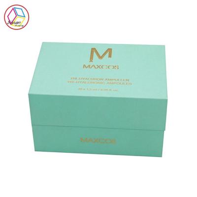 China Personalized Perfume Beauty Box Green Color Rectangle Shape Coated Paper for sale