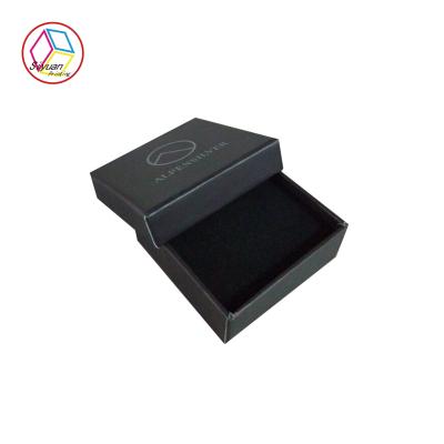 China Silver Foil Matte Varnish Black Jewelry Box With EVA Insert for sale