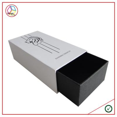 China Caixa de presente de papel extravagante branca Pen Packing Retangular Sliding Box Matt Lamination à venda