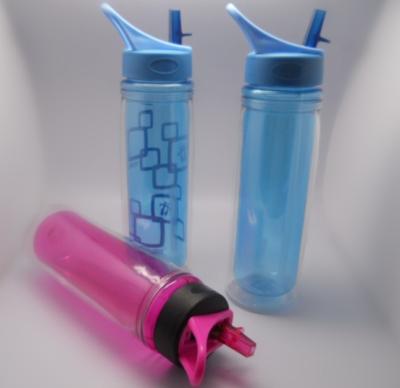 China Hot-selling Double wall tritan water bottle with straw for sale