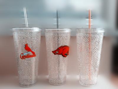 China Plastic Tumbler Cup with gel,with straw for sale