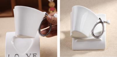 China heart shape style coffee mug with plate for sale