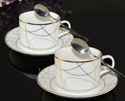 China coffee cup and saucer set with spoon and saucer for sale
