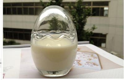 China food grade funny egg shape glass jar for pudding with lid for sale
