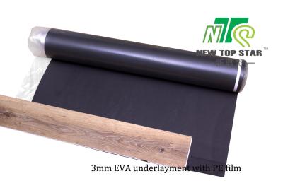 China 100kg/m3 EVA Foam Underlayment 200sqft , Black Noise Reducing Underlay For Laminate for sale