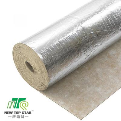 China Green Hardwood Flooring Underlayment 2mm Silver Film Rubber Acoustic Underlay for sale