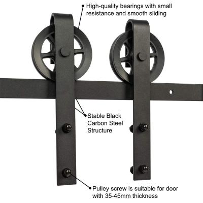 China Carril de desplazamiento negro del hardware de la puerta de granero del hardware de la puerta del granero de 10 pies para los gabinetes en venta