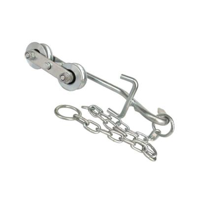 China Single Bearings Banana Cableway Roller Steel Trolley Hangers With Chains for sale