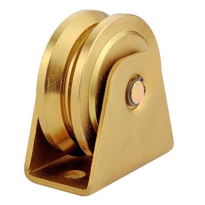 China heavy duty Y groove double bearings zinc plated sliding gate support wheel with exterior bracket for sale
