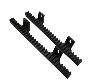 China Steel Bar Rack And Pinion Sliding Gate Opener 34cm 2 Lugs Black Nylon M4 Built In for sale