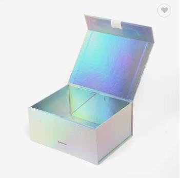 中国 Shoe Holographic Paper Rigid Magnetic Folding Gift Boxes Custom Printed With Ribbon 販売のため