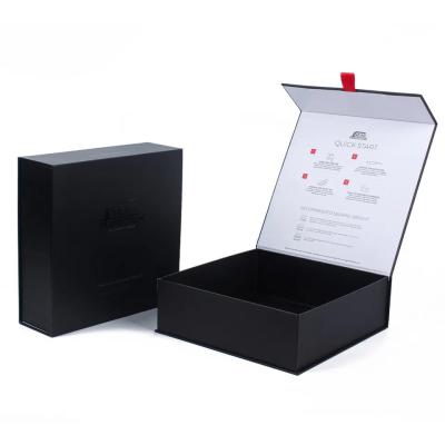 China Ribbon Postal Magnet Gift Boxes For Coat Shiny UV Matte Black Clothing Handmade for sale