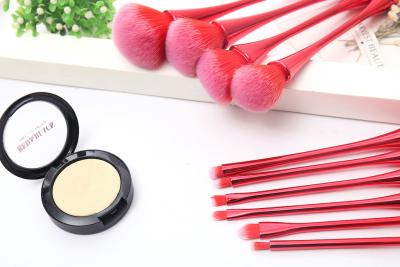 China Lightweight Red Handle 10pcs Goblet Pro Makeup Brush Kit for sale