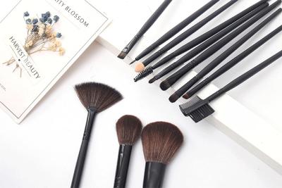 China Multifunction Black Handle 12pc Pro Makeup Brush Kit For Smudge for sale
