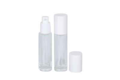China 30ml Glass Foundation Bottle With Press Pump Travel Cosmetic Emulsion Essence Bottle for sale