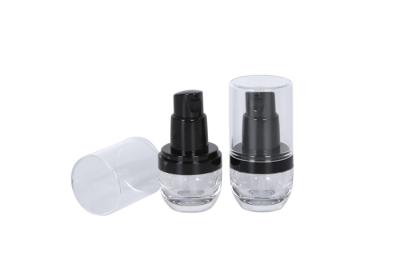 China 0.5oz Foundation Pump Bottle Glass Empty Travel Black Airless Cosmetic for sale