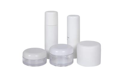 China Soft Touch White Plastic Cosmetic Packageing Set 80/100/120/150ml Lotion Bottles And 60/100ml Cream Jar for sale