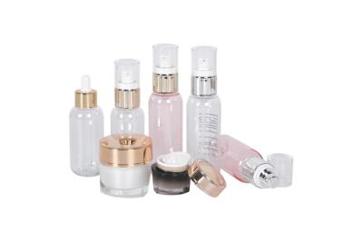 China High Quality 100ml 120ml PET Dropper Serum Bottle 15g 50g Acrylic Face Cream Jar Cosmetic Skincare Packaging Set for sale