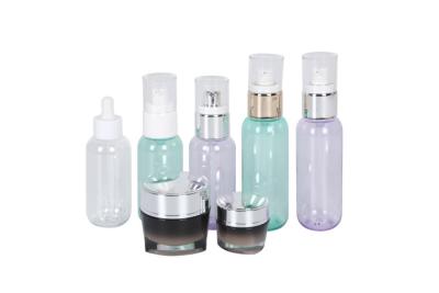 China Wholesale Acrylic 15g 50g Cream Jar PET 100ml 120ml Lotion Serum Bottle Cosmetic Personal Care Set Packaging for sale