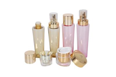 China New Colored Skincare Cosmetic Packaging Set PETG 150ml 200ml Toner Lotion Bottle 15g 50g Acrylic Cream Jar for sale