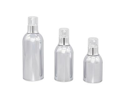 China Full Electroplating Cosmetic Airless Pump Bottle 30ml 50ml 100ml Silver Acrylic for sale