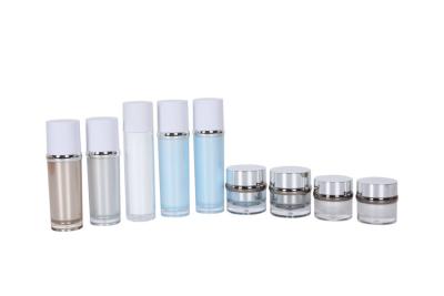 China 150ml PMMA Cosmetic Pump Bottle With Face Cream Jar Daily Skincare Set en venta