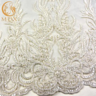 China White Embroidered Lace Fabrics 20% Polyeter Handmade Water Soluble\ for sale