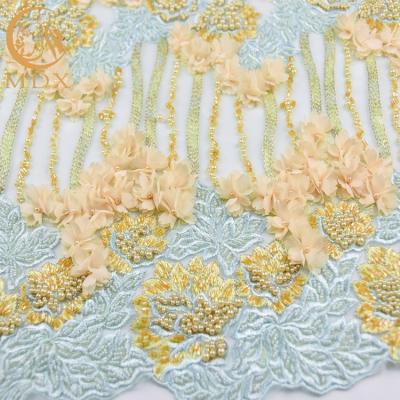 China Distinctive 3D Floral Lace Handwork Decoration Lace Fabric For Dress for sale