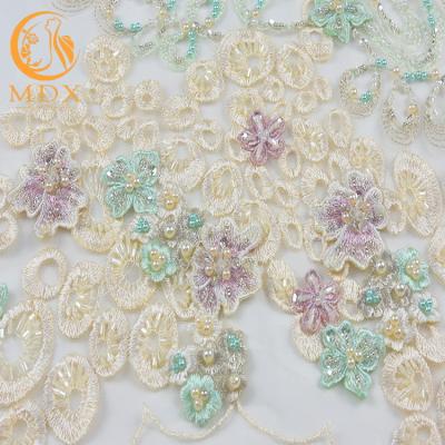 China Luxury Heavy Bridal Lace Fabrics Multicolor Water Soluble For Evening Dress for sale