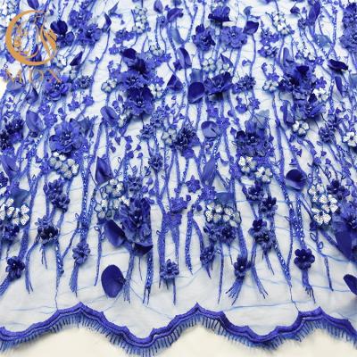 China 20% Polyester Wedding Lace Fabrics Decoration Floral Embroidered Mesh Fabric for sale