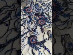 Water-soluble Luxury Multi Color 3D Beaded Embroidery Heavy African Lace Fabric