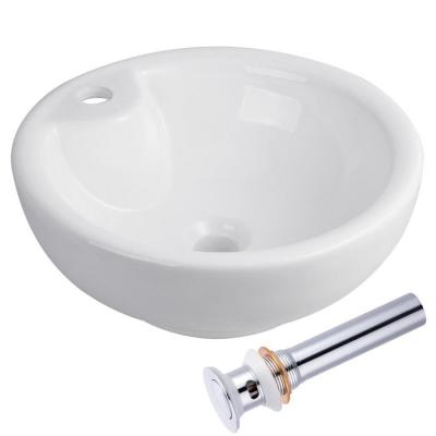 Chine Cuvettes en céramique d'évier de salle de bains de cuvette ronde, évier blanc Home Depot de navire de porcelaine à vendre
